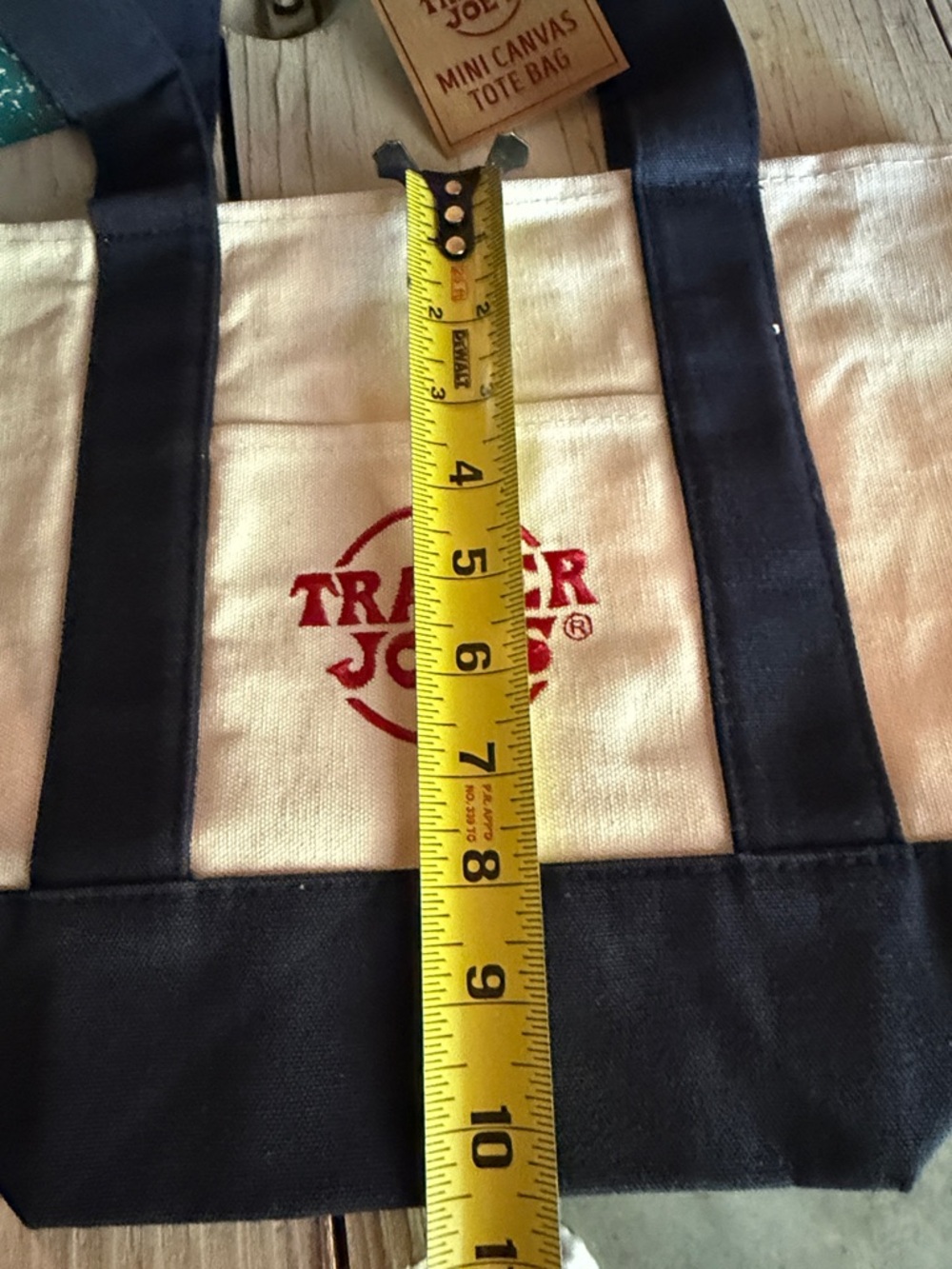 Trader Joe's Cream and Navy Mini Canvas Tote Bag - Picture 4 of 4